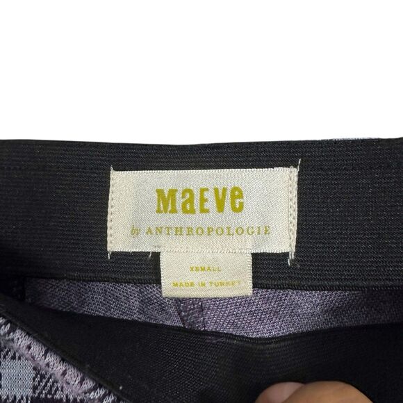 Maeve Anthropologie Womens Sz XS Pink Purple Plaid Flare Cropped Pull On Pants - Picture 6 of 8